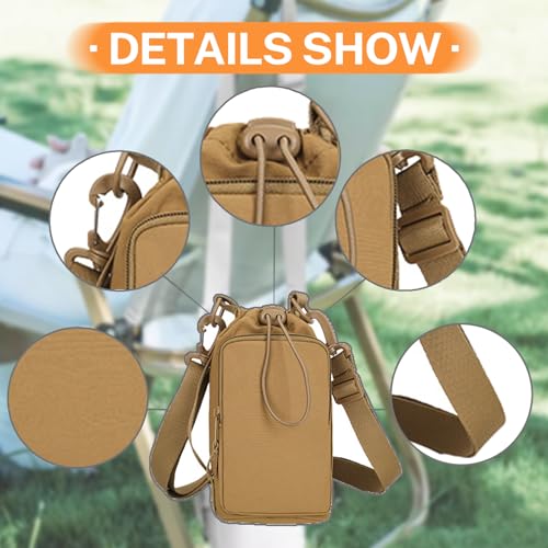 Water Bottle Holder with Phone Pocket for 40/32 oz,Water Bottle Holder/Sleeve with Adjustable Shoulder Strap and Charm. - color: Yellow