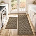 COSY HOMEER Kitchen Rugs, 2 PCS Kitchen Mats Non Slip Washable,Brown - color: Brown, size: 24"x36" + 24"x60"