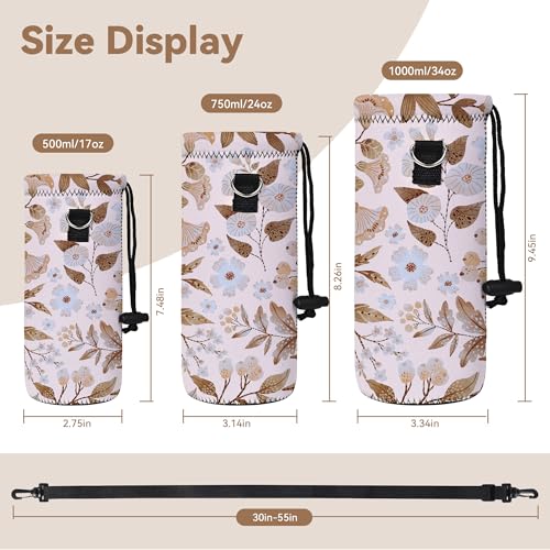 RICHEN Neoprene Water Bottle Carrier Bag with Adjustable Shoulder Strap,Insulated Water Bottle Cover for Stainless Steel/Glass/Plastic Bottles - color: BC-59, size: 500ml