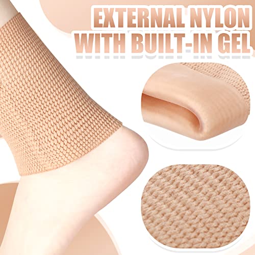 Zomiboo 2 Pcs Ankle Gel Sleeves Padded Socks Compression Brace Skating,Nude - color: Nude