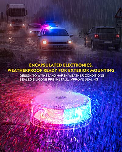 LUMENIX LED Rooftop Mini Beacon Lights Bar, Red Blue - color: Red Blue