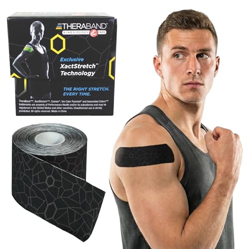 THERABAND Kinesiology Tape, Shoulder & Knee, 2'' X 16.4' Roll, Black/Gray - color: Black/Gray, size: 2" x 16.4, style: 1 Roll