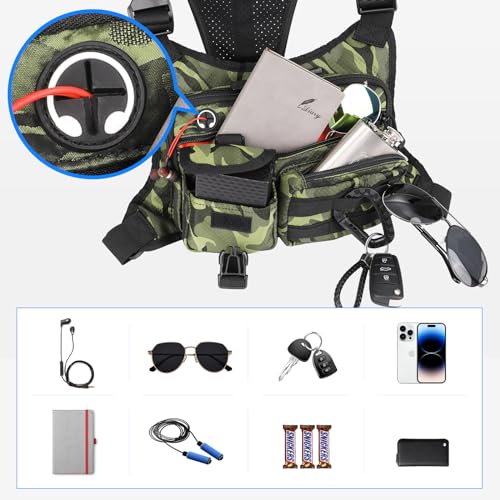 DEYACE Chest Bag For Men, Tactical Chest Pack With Built-In Phone Holder - color: Green