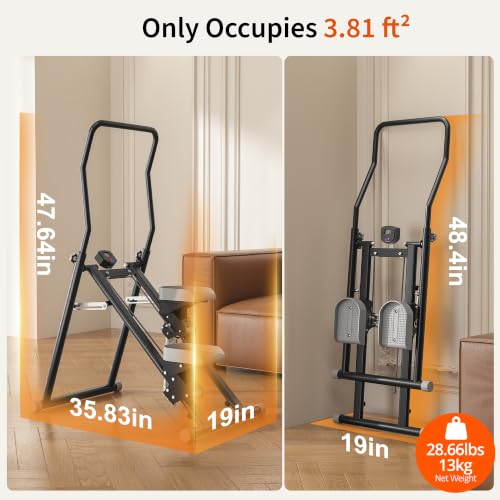 Heavy Duty Stair Stepper Handlebar Adjustable Foldable Vertical Climbers