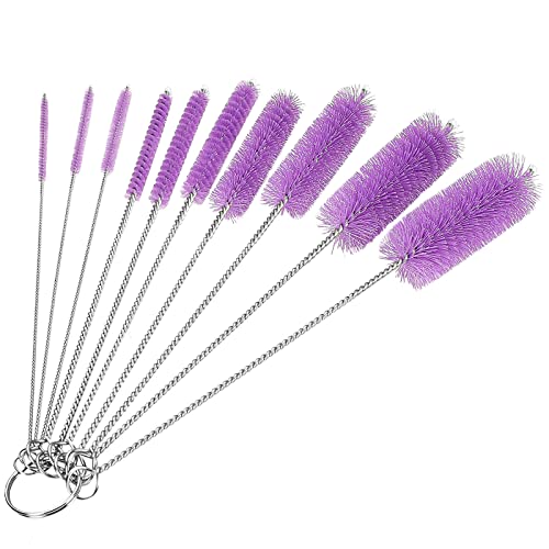 CiaraQ Bottle Cleaning Brushes, 8 Inch Nylon Tube Brush Set - color: Purple, size: 8.0 Inch (10pcs)