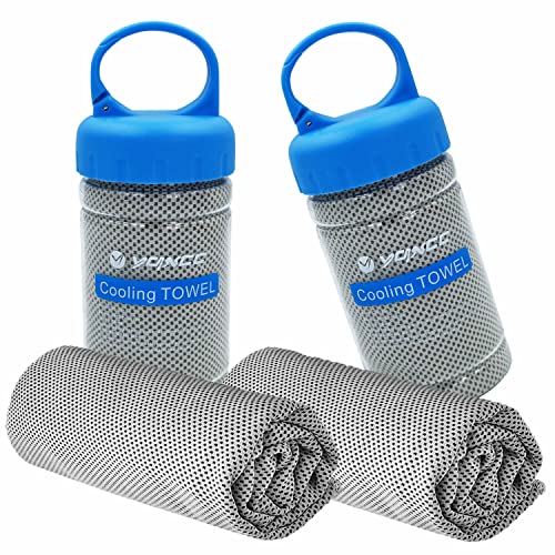 YQXCC 2 Pack Cooling Towels (47"x12"), Ice Cool Towel for Neck & Face - color: 2*light Gray