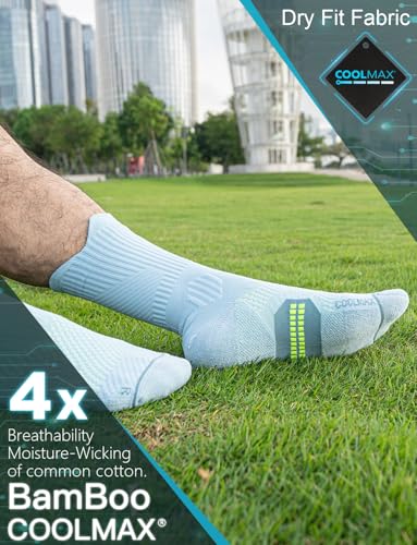 Juclise Men's Compression Running Crew Socks, 3 Pairs - color: Cobalt Blue+azure Blue+carolina Blue, size: Large