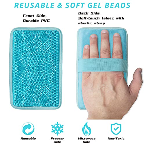 Gel Beads Ice Pack Ice Bag with Strap-1 Pack Reusable Hot & Cold Pack Compress for Knee, Shoulder, Foot, Back, Ankle, Neck, Hip, Elbow, Wisdom Tooth-7.76''x4.93''(Blue) - color: Blue-1 Pack