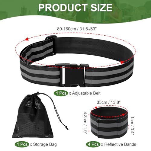 PATIKIL High Visibility Reflective Bands for Wrist Arm Ankle Leg, Adjustable Reflective PT Belt with Armbands & Storage Bag for Women Men Night Running Walking Cycling - color: Black