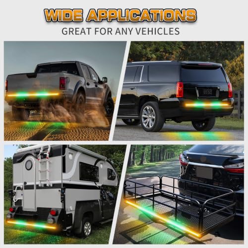XRIDONSEN 60 inch Tailgate Lights Strip Green Amber Strobe Lights - color: Amber/Green