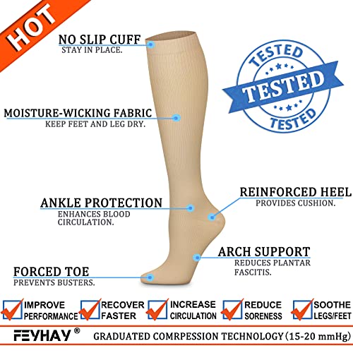 FEYHAY Copper Compression Socks (8 Pairs) 15-20 mmHg Circulation is Best Athletic & Daily for Men & Women, Running, Climbing - color: 06 Colour Mixture, size: Small-Medium
