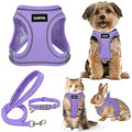 GAMUDA Small Pet Harness Collar and Leash Set, Step in No Chock No Pull Linen Fabric Soft Mesh Dog Vest Harnesses Reflective for Dogs Puppy Cats Kitten Rabbit (Purple, S) - color: Purple, size: Small