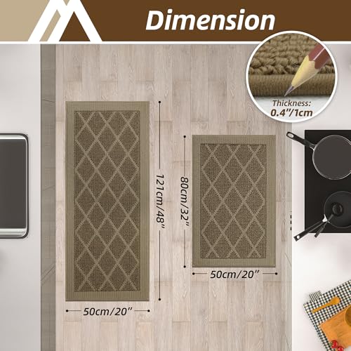 COSY HOMEER Kitchen Rugs, 2 PCS Kitchen Mats Non Slip Washable,Beige - color: Beige, size: 20"x32" + 20"x48"