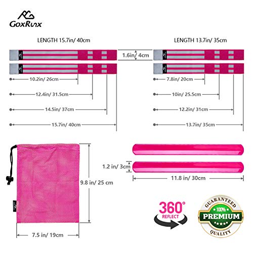 GoxRunx Reflective Bands Running Gear 6 Pack-Adjustable Reflective Armband Arm Wrist Ankle Leg Bands Reflectors -Reflective Tape Straps for Clothing Night Running Cycling Walking -Slap Bracelets - color: Pink
