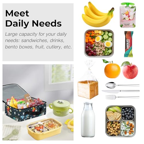 Clastyle Car Insulated Kid Lunch Bag for Boy Lunch Box, Black Race Truck - color: Checker Flag