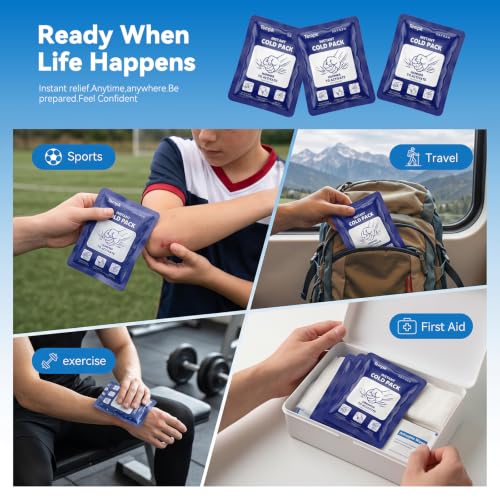 new 25packs Instant Ice Packs for Injuries | Disposable Cold Compress Ice Pack for Pain Relief, Swelling, Inflammation, Sprains, Toothache - Cold Pack for Athletes