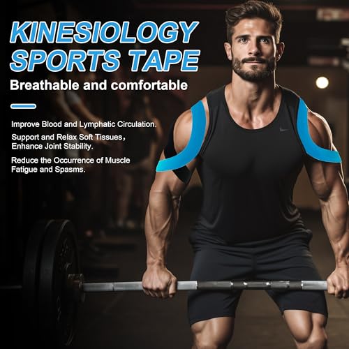SUPERBE Kinesiology Tape Precut Strips K Tape Rolls for Muscle Support - color: Beige Blue Pink