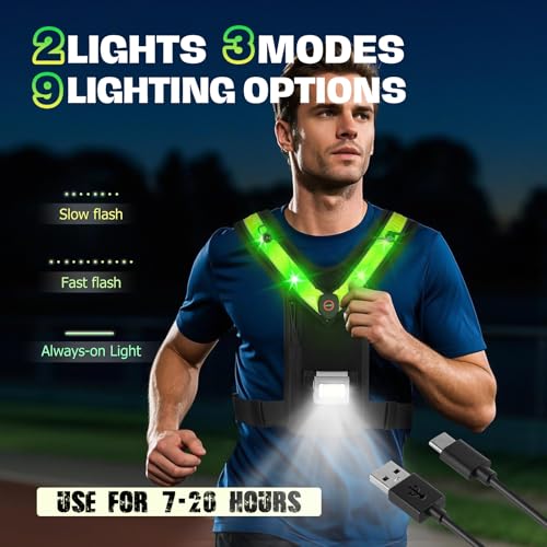 Hikeen Running Vest for Women Men, Adjustable Straps Hydration Vest with Water Bladder, LED Reflective Belt and Outdoor Headlight, Lightweight Water Backpack for Running Hiking Race