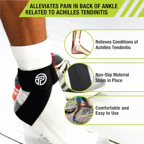 Pro-Tec Athletics Achilles Tendon Support, Tendinitis Relief, Compression Pad, Stabilization, Adjustable Strap & Heel Lift - size: Small/Large