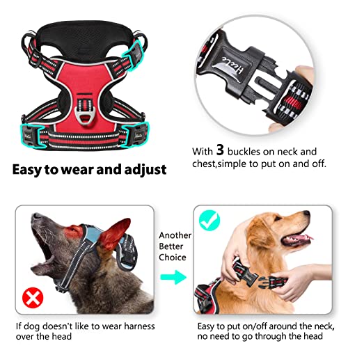 HEELE Dog Harness, Neck Release, No Pull Front Clip Vest, Reflective Red S - color: Lock Red, size: S (Pack of 1)