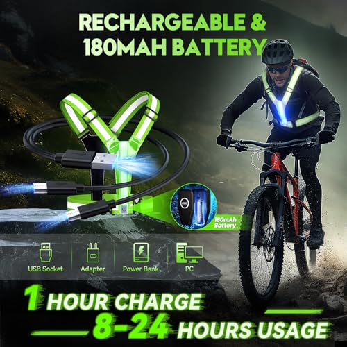 LED Reflective Vest Running Gear, High Visibility Reflective Vest