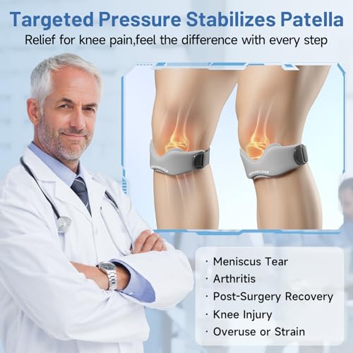 MANUEKLEAR V-Shaped Patella Bands, Adjustable Flex Wrap Patellar Tendon Support Strap for Men Women, Silicone Patella Knee Straps Suitable for Pain Relief Running Hiking Basketball, (2pcs) - color: Gray
