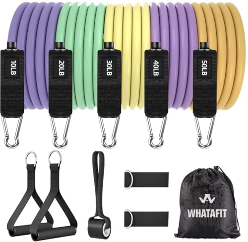 WHATAFIT Resistance Bands with Handles, 150 lb Exercise Bands Set - color: Navy Blue