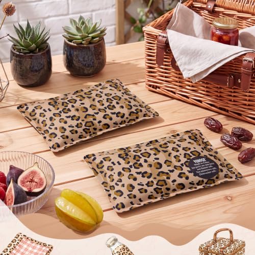 VIHOSE 2 Pcs Ice Packs for Lunch Box Bag - color: Brown, style: Leopard Print