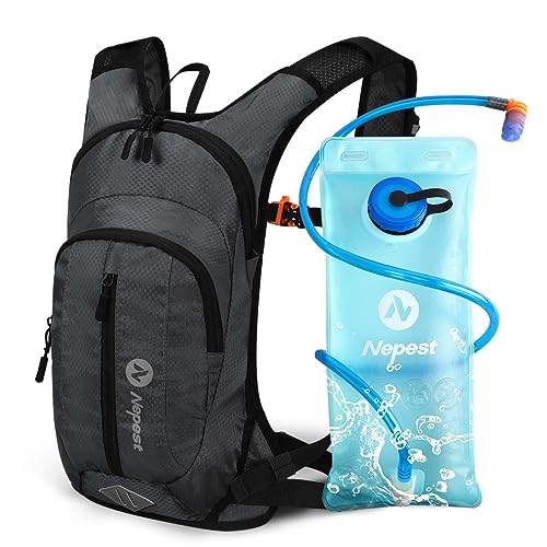 Nepest Hydration Pack Backpack with 2L Water Bladder Reflective Lightweight - color: Dark Gray