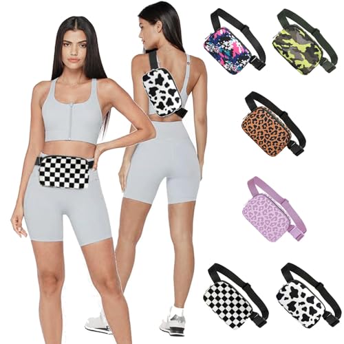 Tapp Collections Unisex Mini Crossbody Belt Bag with Adjustable Strap Small Waist Pouch for Workout Running Traveling Hiking - A Pattern/Cow Black & White - color: A Pattern / Cow Black & White
