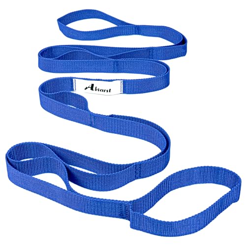 Abiarst Stretching Strap Yoga Straps for Physical Therapy, 10 Loops Non-Elastic Stretch Band for Pilates, Flexibility, Exercise and Gymnastics - color: 1-Pack (Blue)