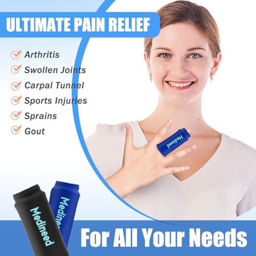 Medineed 2PCS Finger Gel Ice Pack Sleeves, Cold Therapy for Injuries, Blue - color: Blue