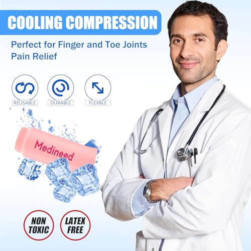 Medineed 2PCS Finger Gel Ice Pack Sleeves, Cold Therapy for Injuries, Pink - color: Pink