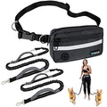 PetAmi Hands Free Dog Leash Waist Belt Bag Fanny Pack, Double, Black - color: Black, size: 2 Leashes