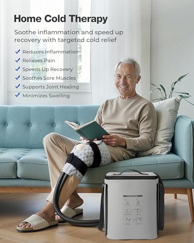 Ice Machine for Knee After Surgery, Cold Therapy Machine, 12H Cooling, 14 Quart Tank, 30dB Quiet Pump, Remote Control, 6.2FT Long Hose, Cryotherapy System for Knee/Ankle/Elbow