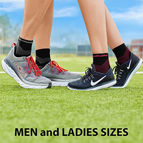 TechWare Pro Plantar Fasciitis Socks – Cushion Ankle Compression Socks Women & Men. Achilles Tendonitis Brace & Arch Support - color: Gray / Black, size: X-Large
