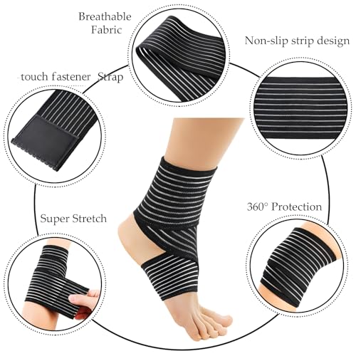 Syhood 4 Pieces Compression Leg Wraps Bandage Adjustable Ankle,28 Inches - size: 70 cm