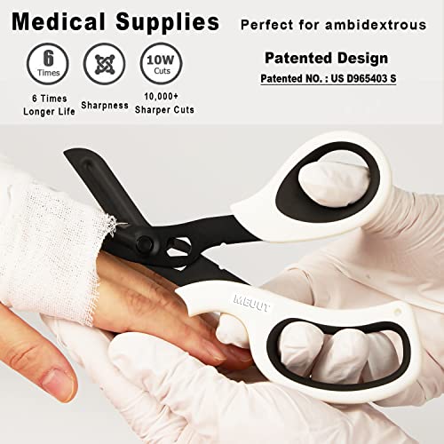MEUUT Medical Scissors 2-Pack Trauma Shears for Nurses All Purpose Scissors - color: Burgundy+white