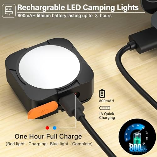 FLY2SKY 3 Pack LED Rechargeable Camping Lights Tent Lantern Mini Emergency - style: 3 Pcs Black