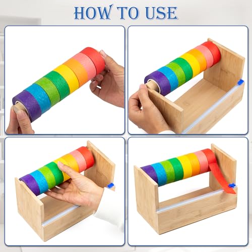 Wood Masking Tape Dispenser,Multi Roll Tape Dispenser Tape Cutter Holder