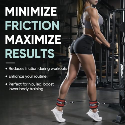 APEXUP Ankle Strap for Cable Machine, Ankle Resistance Bands, Cable Kick Back Ankle Straps for Gym, Glute Workouts, Leg Extensions, Adjustable Straps with Neoprene Padding - color: Red, style: Single
