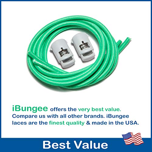 IBUNGEE LACES (Elastic No Tie Shoelaces (Made in the USA) - color: Florida Green, size: 22-inch