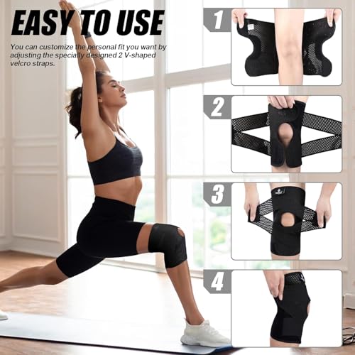 NEENCA Adjustable Knee Brace, Compression Knee Support with Air Mesh Fabric - color: Black, size: Medium