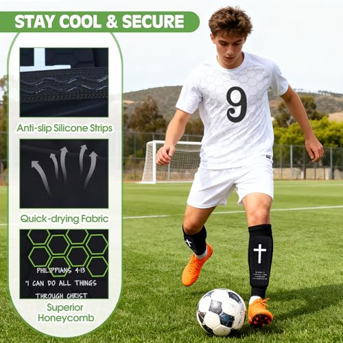 Soccer Shin Guards for Kids Youth and Adults, Honeycomb Padded - color: Black, size: X-Large