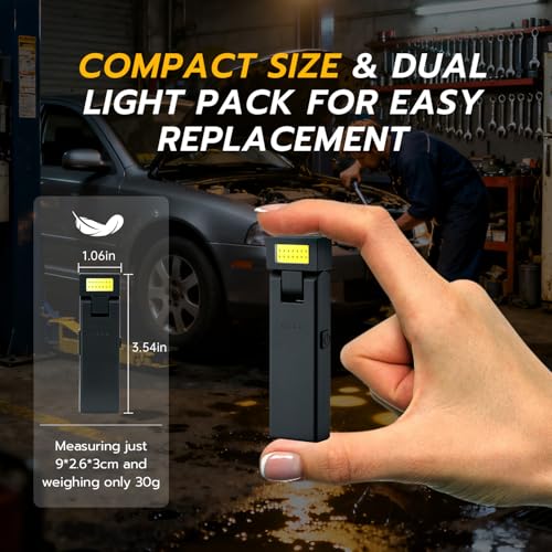 Mcbazel 2 Pack Magnetic Work Light, Rotating Rechargeable Portable LED COB Light with Clip-On Design, 3 Lighting Modes Flashlight for Car Repair, Camping, Work and Emergency