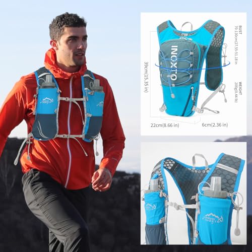 IX INOXTO Running Hydration Vest for Women Men with 500ML Soft Flask - color: blue with 500ml