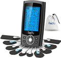 Belifu Dual Channel TENS EMS Unit 24 Modes Muscle Stimulator for Pain Relief Therapy, Electronic Pulse Massager Muscle Massager with 10 Pads, Dust-Proof Drawstring Storage Bag, Fastening Cable Ties - color: Black