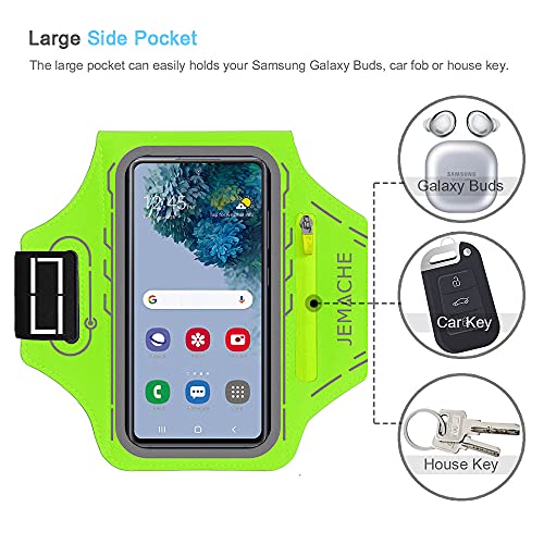 Armband for Samsung Galaxy S26 S25 S24 S23 S22 Ultra/Plus/FE, Gym Running Workouts Arm Band with Earbuds Holder (Green) - color: Green