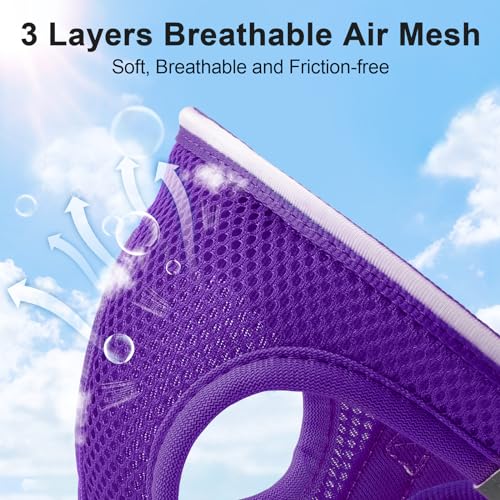 Light Up Dog Harness, Rechargeable LED Dog Harness for Small Medium Dogs - color: Purple, size: L