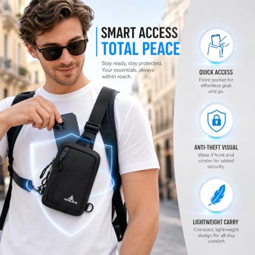 Small Crossbody Phone Bag for Men Women Mini Sling Bag Travel Running Cell Phone Shoulder Daypack with Keyholder - color: Grey